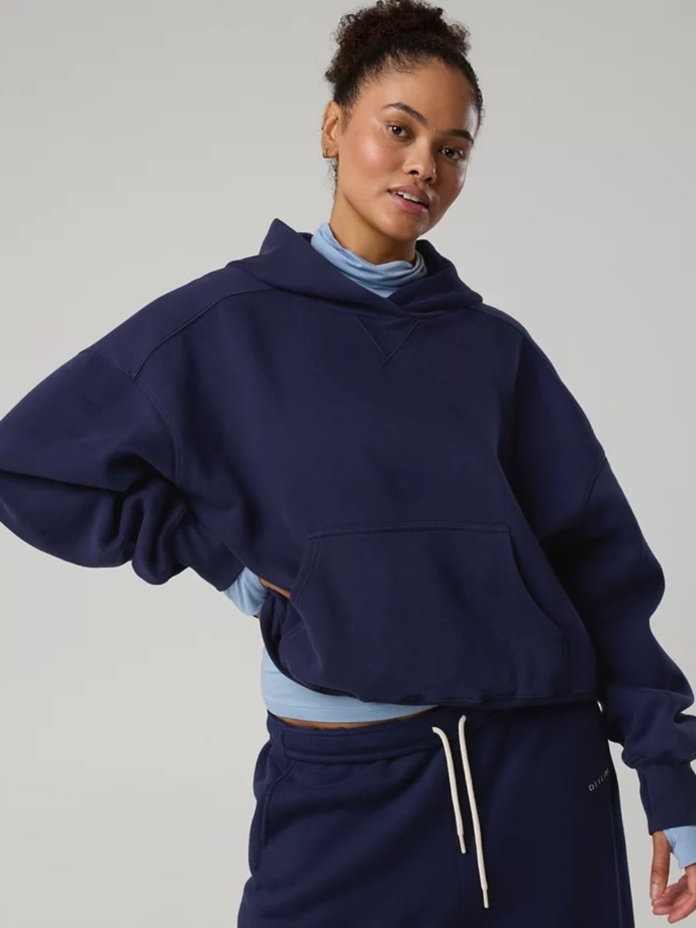 aerie - Like New Navy Cloud Fleece Classic Length Hoodie - M